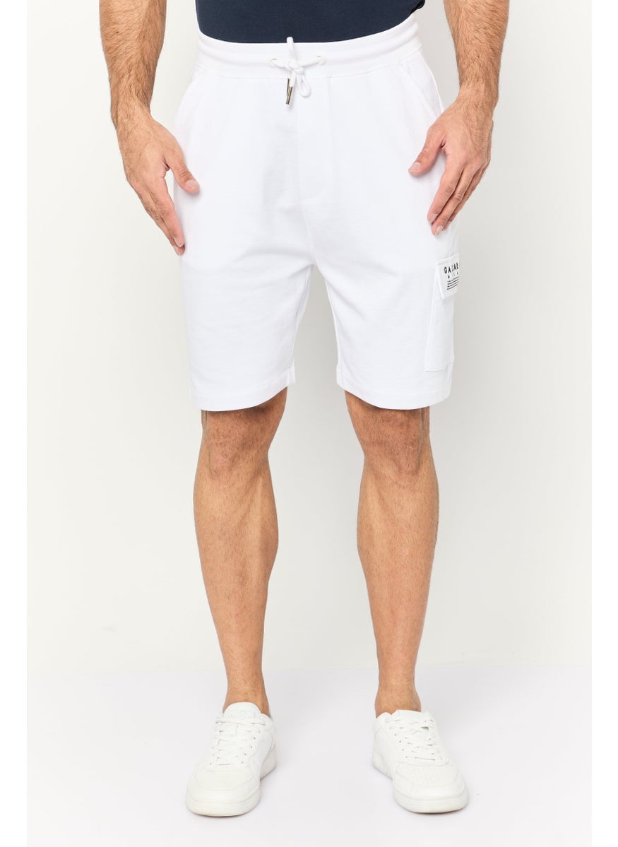 Men Brand Logo Cargo Shorts, White