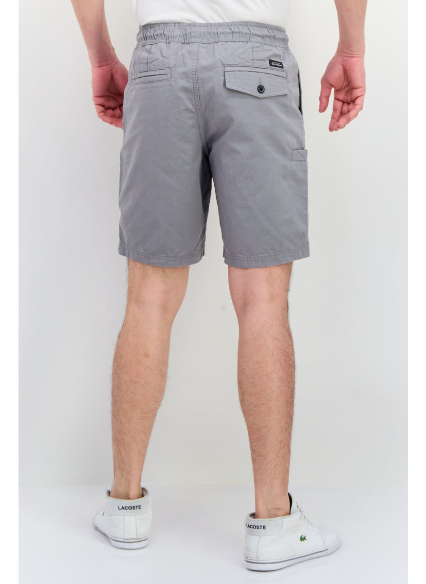 Men Drawstring Solid Basic Shorts, Grey
