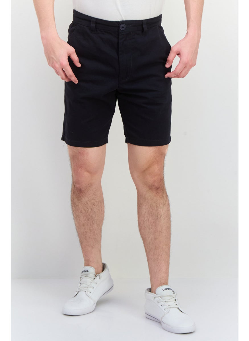 Men Solid Chino Shorts, Navy