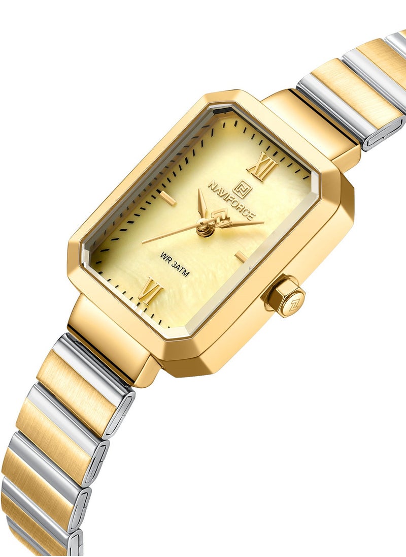 Stainless Steel Dual Tone Analog Wrist Watch For Women NF5050 G/G/G