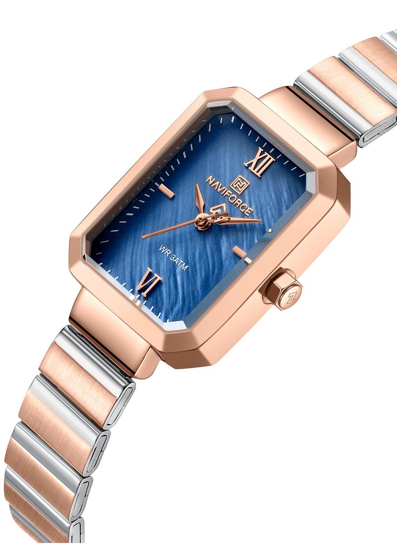 Stainless Steel Dual Tone Analog Wrist Watch For Women NF5050 RG/BE/RG