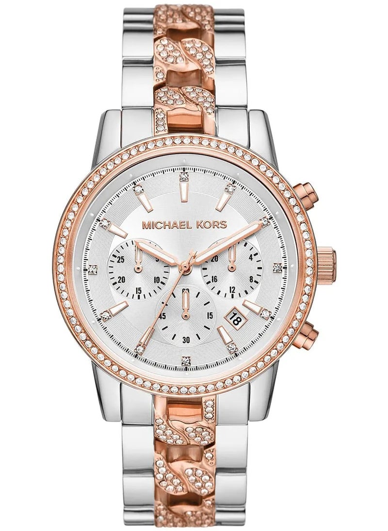 Michael Kors Women's Ritz Quartz Watch with Stainless Steel Strap, Two-Tone, 20 (Model: MK6938)