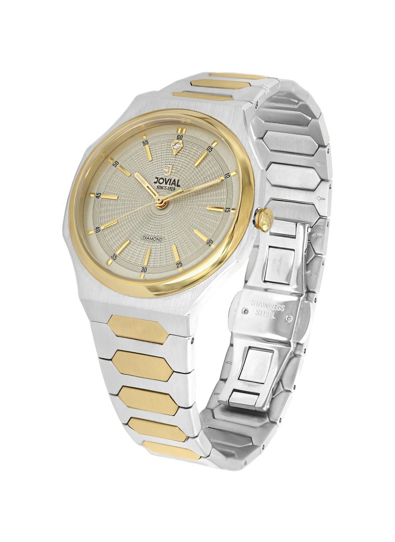 JOVIAL 1544LTMQ02DE Women's Stainless Steel Band Watch, With Diamond, 30mm, Grey Dial