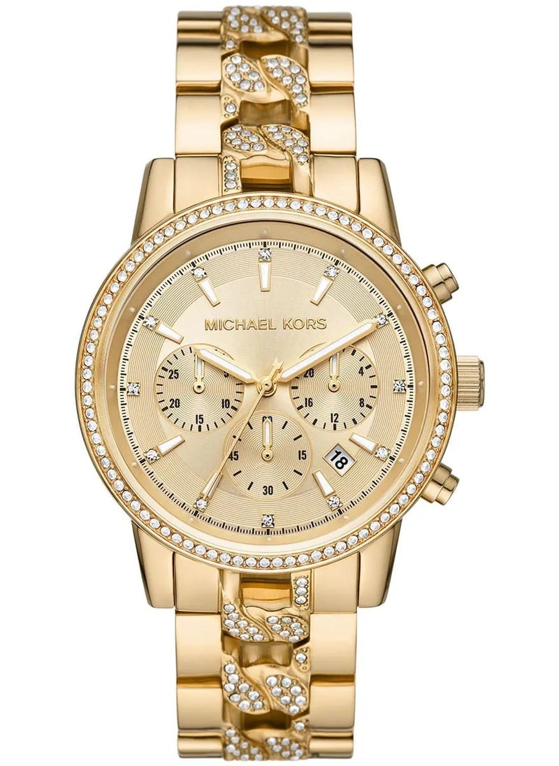 Michael Kors Women's Ritz Gold Stainless Steel Chain Bracelet Watch (Model: MK6937), Gold, Quartz Watch