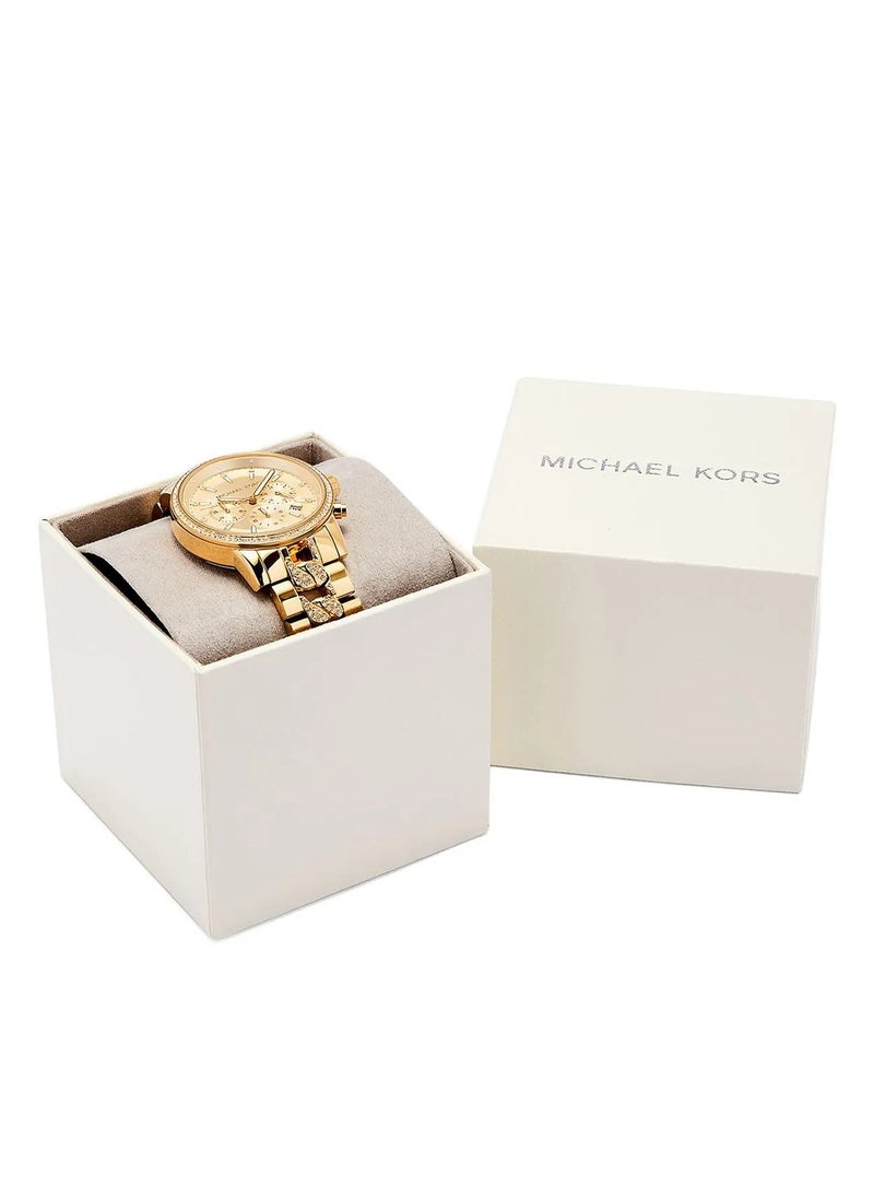 Michael Kors Women's Ritz Gold Stainless Steel Chain Bracelet Watch (Model: MK6937), Gold, Quartz Watch