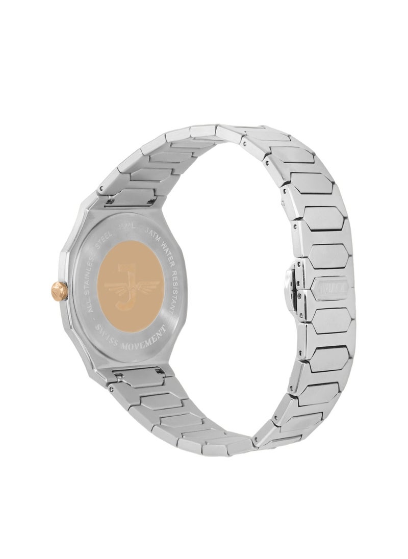 JOVIAL 1544LSMQ04DE Women's Stainless Steel Band Watch, With Diamond, 30mm, Blue Dial
