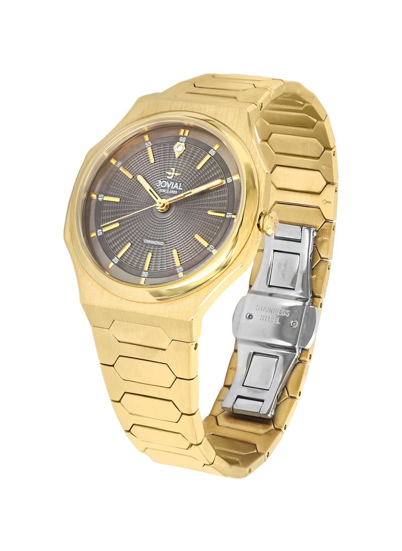 JOVIAL 1544LGMQ02DE Women's Stainless Steel Band Watch, With Diamond, 30mm, Grey Dial