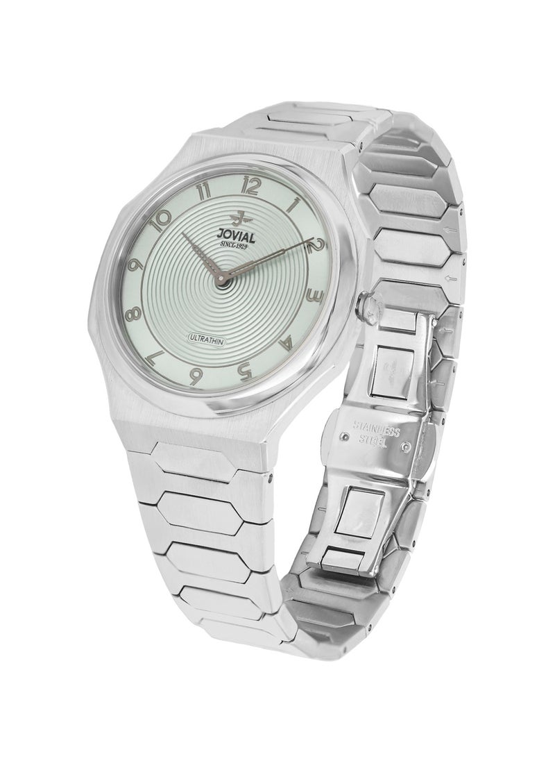 JOVIAL 1544LSMQ09E Women's Stainless Steel Band Watch, Ultrathin, 30mm, Mint Green Dial