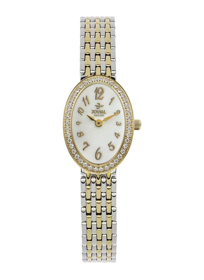 JOVIAL 16056LTMQ01ZE Women's Stainless Steel Watch,19mm, MOP Dial