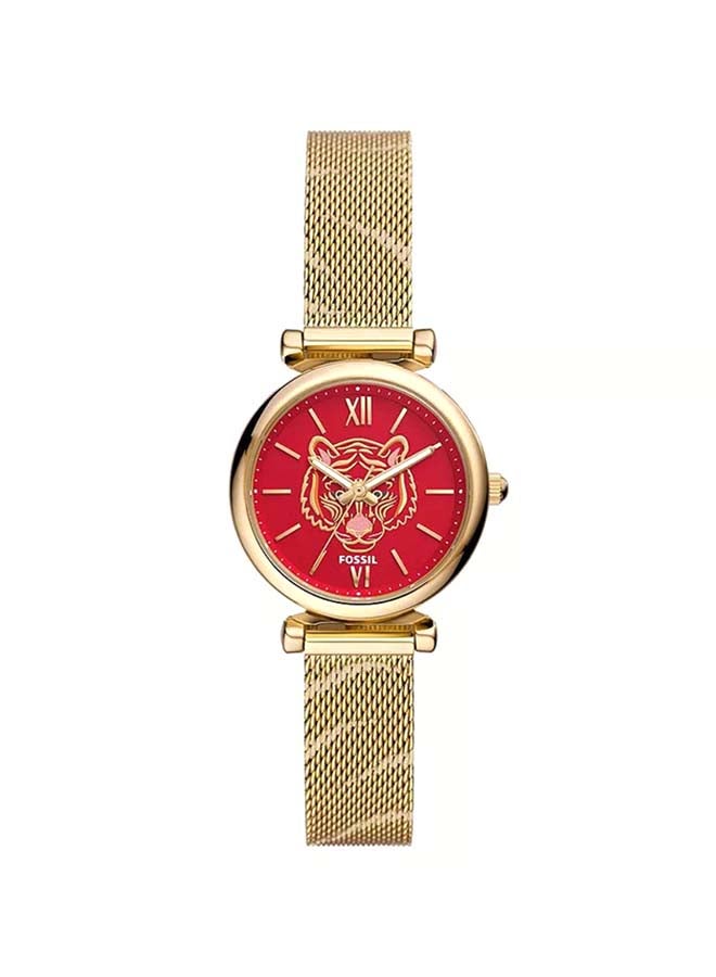 Women's Carlie Three-Hand Gold-Tone Stainless Steel Mesh Watch ES5155 - 28mm