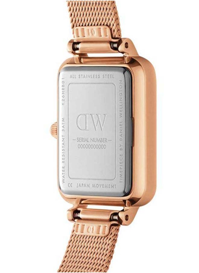 Women Quadro Pressed Mesh Rose Gold White Watch DW00100431