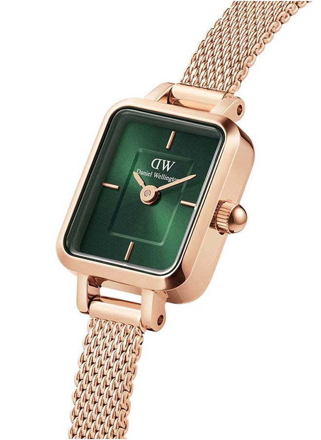 Women Quadro Mini Melrose Emerald Dial Square Stainless Steel Watch DW00100648