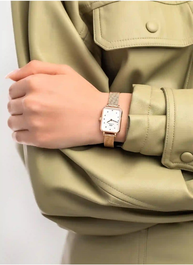 Women Quadro Lumine Pressed Melrose Quartz Rose Stainless Steel Watch DW00100527 - 20mm