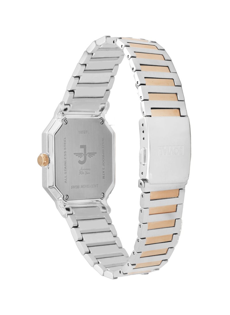 JOVIAL 18528LAMQ03E Women's Fashion Watch Stainless Steel Band Watch,28mm, Black Dial