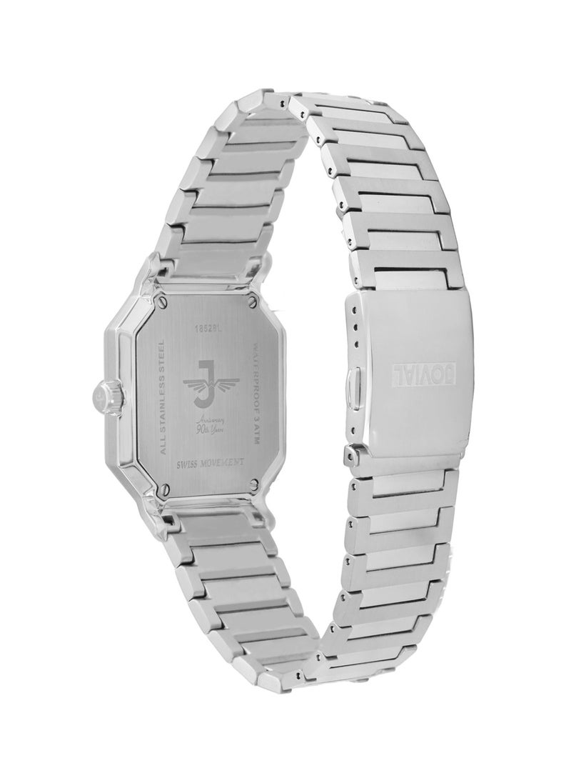 JOVIAL 18528LSMQ01E Women's Fashion Watch Stainless Steel Band Watch,28mm, White Dial