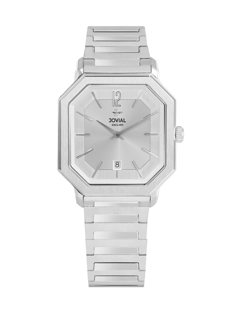 JOVIAL 18528LSMQ01E Women's Fashion Watch Stainless Steel Band Watch,28mm, White Dial