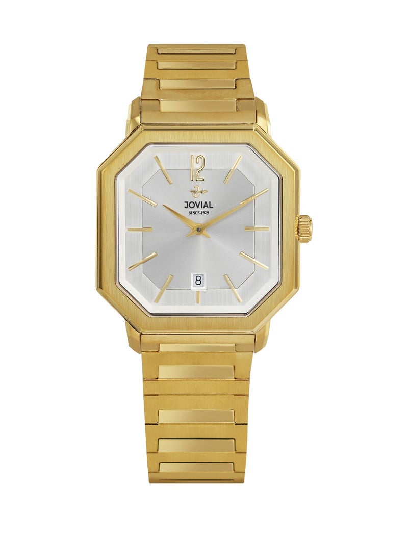 JOVIAL 18528LGMQ01E Women's Fashion Watch Stainless Steel Band Watch,28mm, White Dial