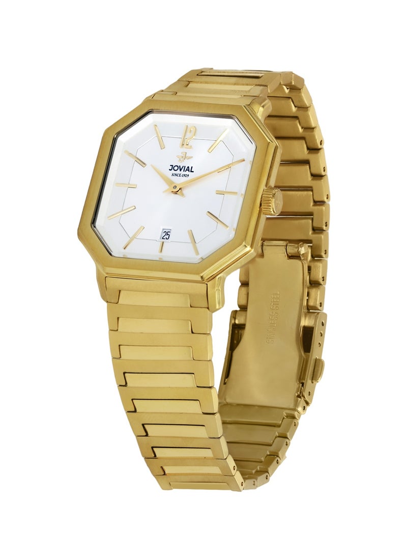 JOVIAL 18528LGMQ01E Women's Fashion Watch Stainless Steel Band Watch,28mm, White Dial