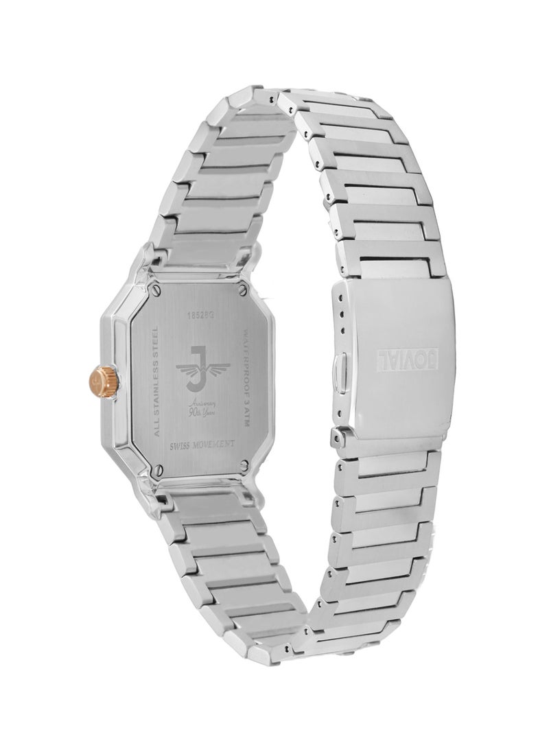 JOVIAL 18528LSMQ04E Women's Fashion Watch Stainless Steel Band Watch,28mm, Blue Dial