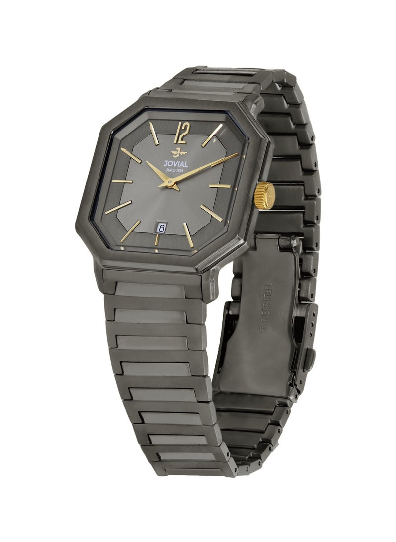 JOVIAL 18528LBMQ02E Women's Fashion Watch Stainless Steel Band Watch,28mm, Grey Dial
