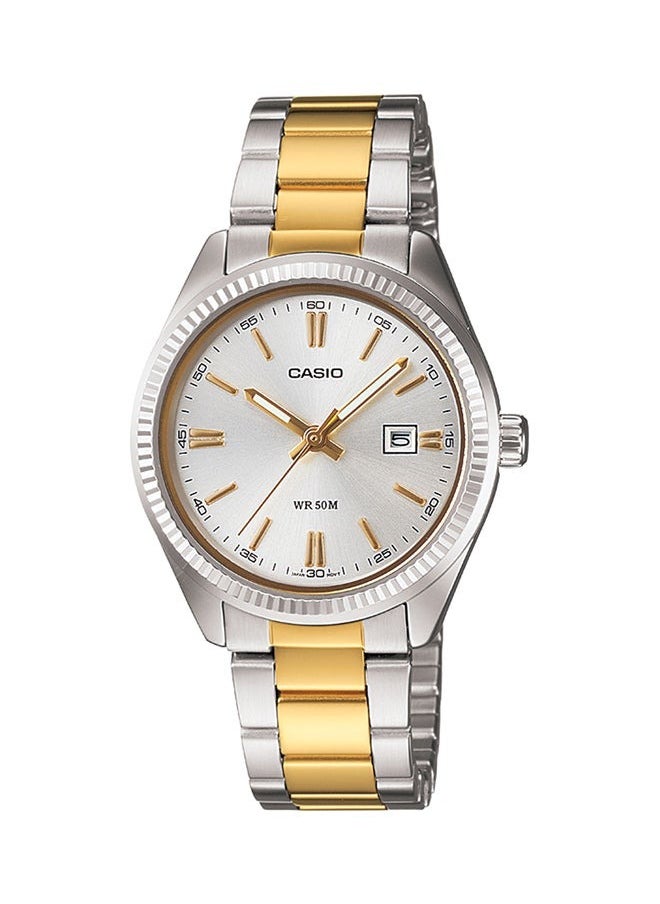 Casio LTP-1302SG-7AVDF Women's Enticer Water-Resistant Formal Analog Watch, 35 mm, Silver/Gold