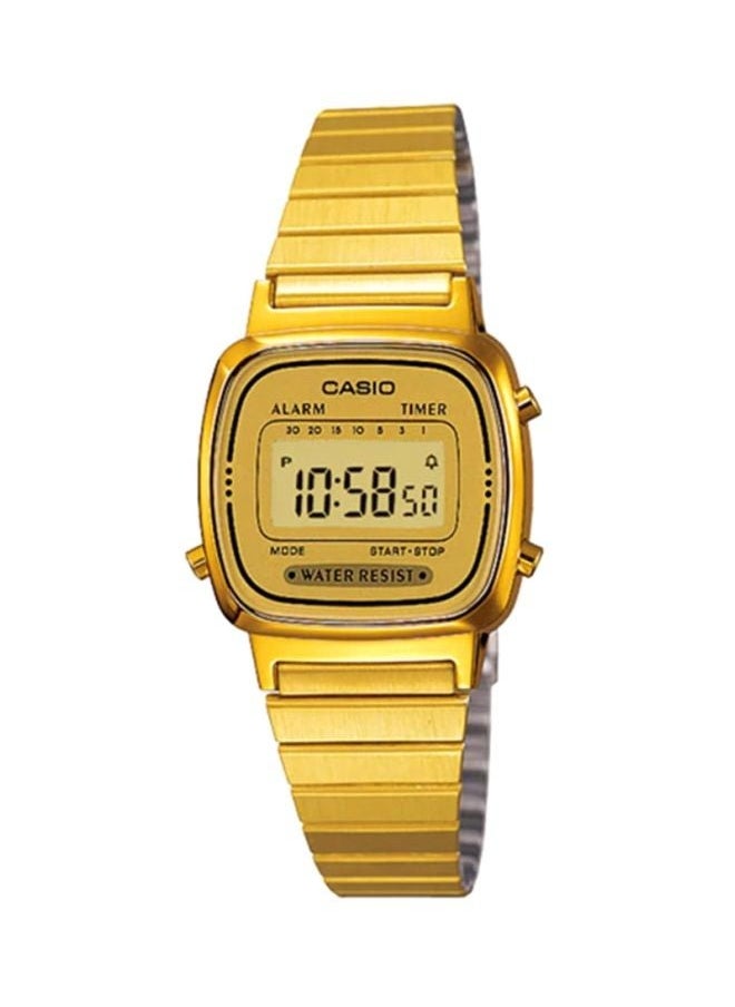 Casio LA670WGA-9DF Women's Stainless Steel Digital Wrist Watch, 30 mm, Gold