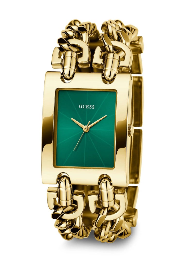 Heavy Women's Gold Tone Case Green Dial Quartz Watch GW0740L2