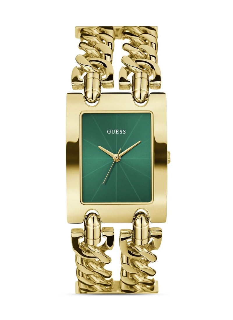 Heavy Women's Gold Tone Case Green Dial Quartz Watch GW0740L2