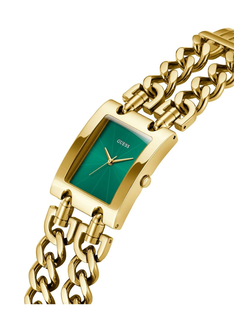 Heavy Women's Gold Tone Case Green Dial Quartz Watch GW0740L2