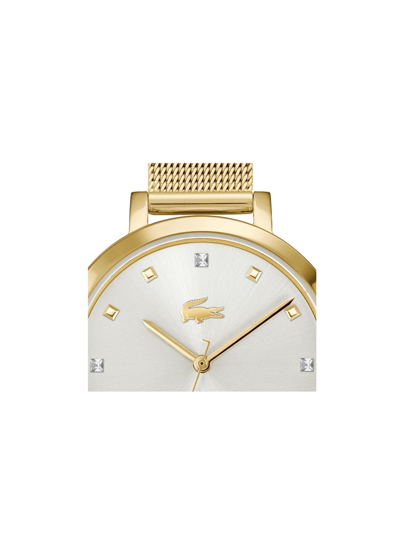 LACOSTE ROUND ANALOG WOMEN'S SILVER WHITE CASE WATCH - 2001401