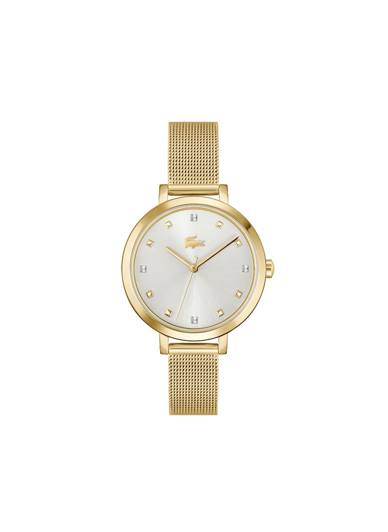 LACOSTE ROUND ANALOG WOMEN'S SILVER WHITE CASE WATCH - 2001401