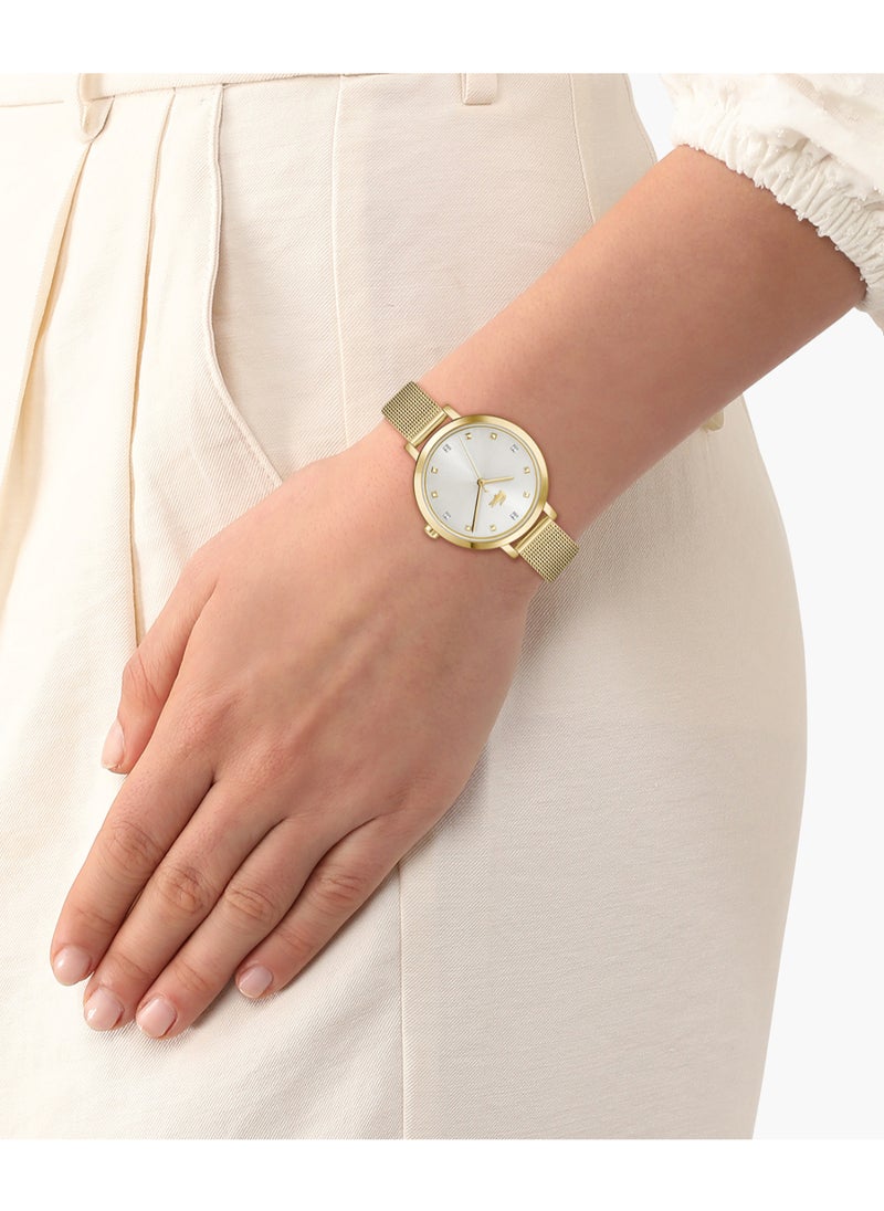 LACOSTE ROUND ANALOG WOMEN'S SILVER WHITE CASE WATCH - 2001401