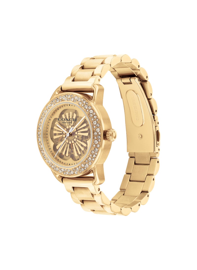 COACH WATCHES ROUND ANALOG WOMEN'S GOLD CASE WATCH - 14504368