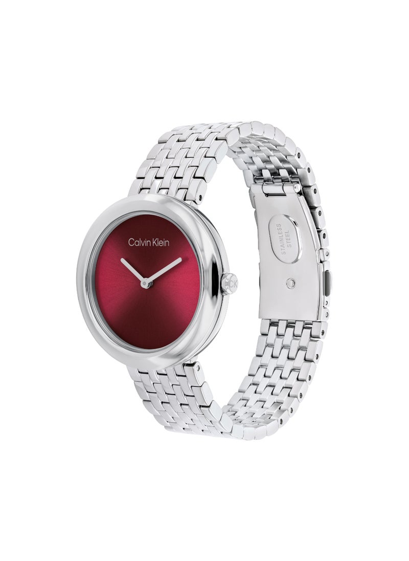 CALVIN KLEIN ROUND ANALOG WOMEN'S RED CASE WATCH - 25100064