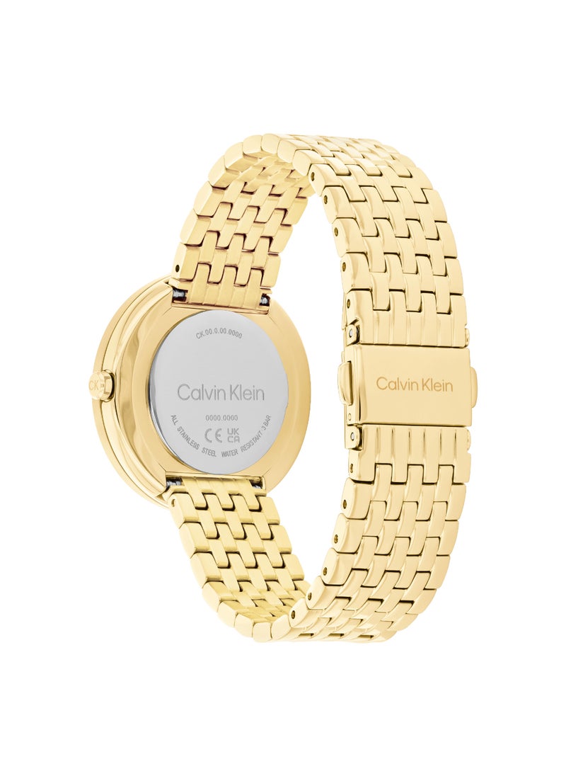 CALVIN KLEIN ROUND ANALOG WOMEN'S GREEN CASE WATCH - 25100066