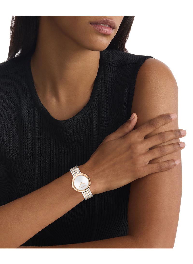 CALVIN KLEIN ROUND ANALOG WOMEN'S WHITE CASE WATCH - 25100070