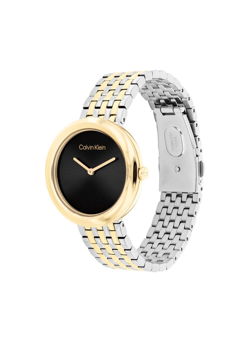 CALVIN KLEIN ROUND ANALOG WOMEN'S BLACK CASE WATCH - 25100071