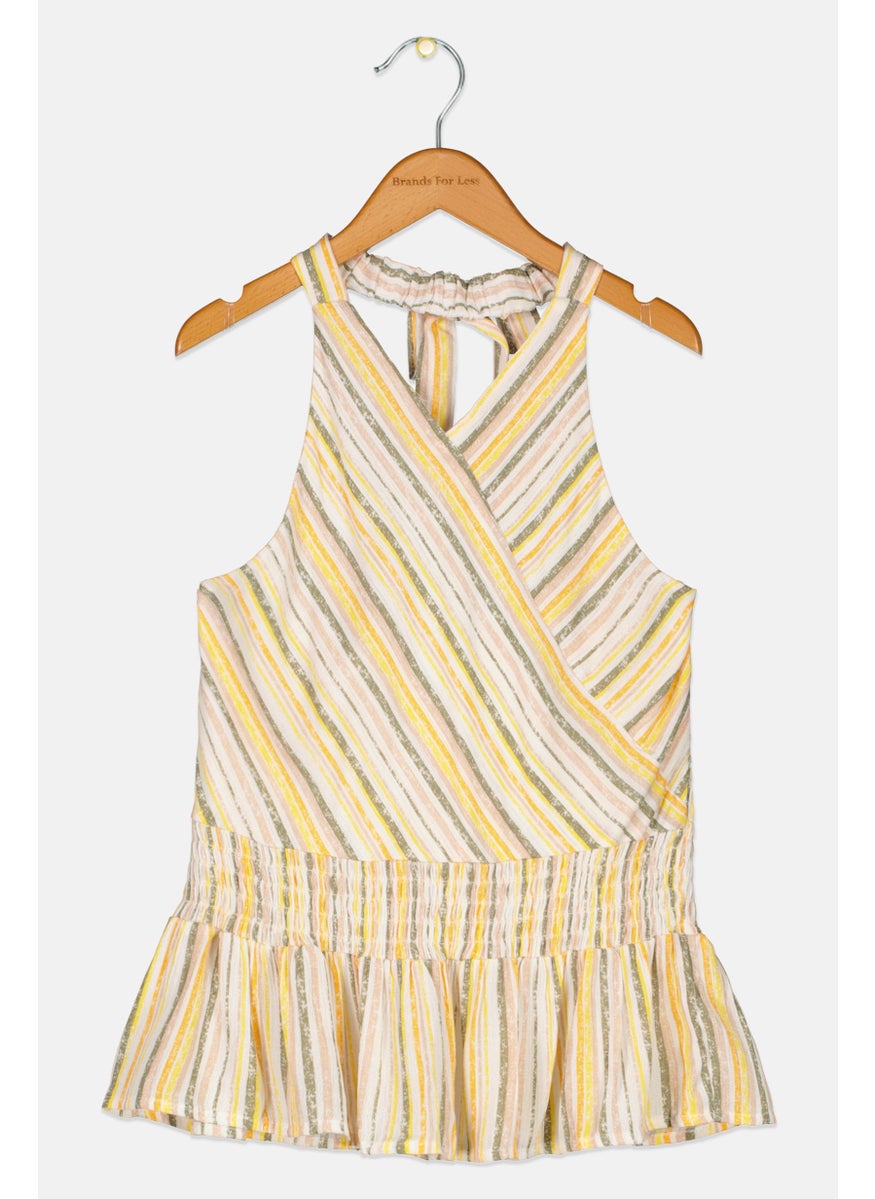 Kids Girl Stripe Tops, Yellow Combo