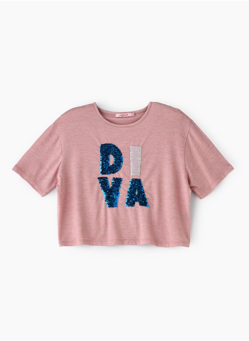 Girls' Pink Crop Top with 