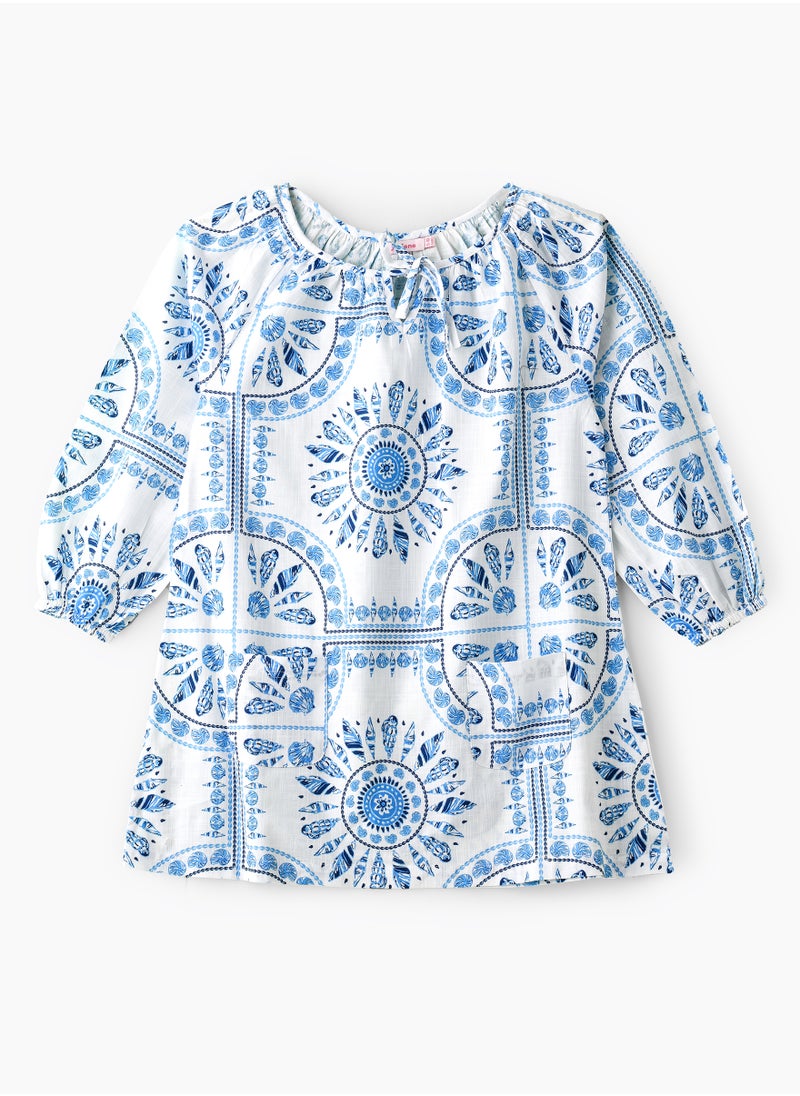 Girls' Blue Geometric Pattern Top