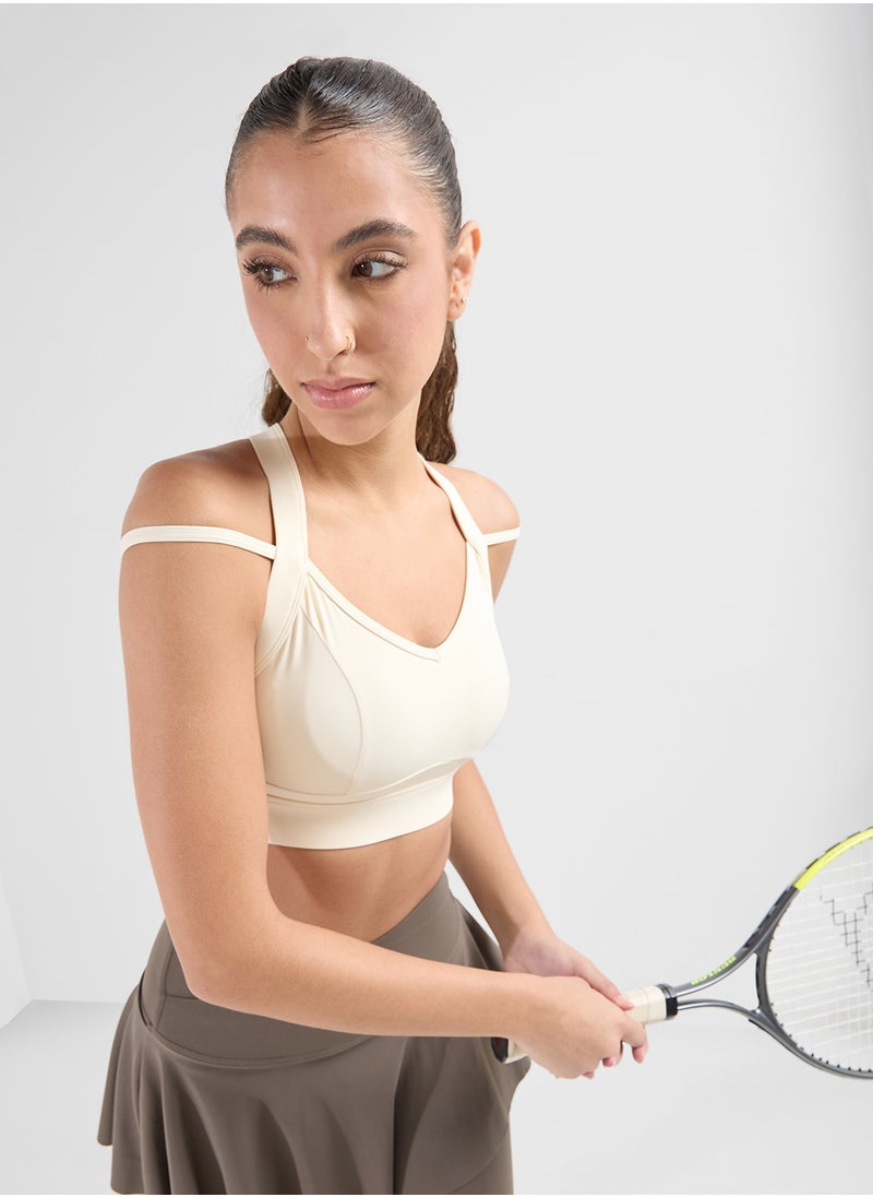 Wide Strap Sport Bra With Back Clasp