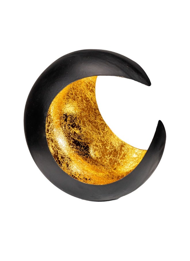 Gold Metal Moon Tealight Holder – Matt Black-Gold Finish, 24×24×H17 cm, Decorative Candle Holder for Home Decor