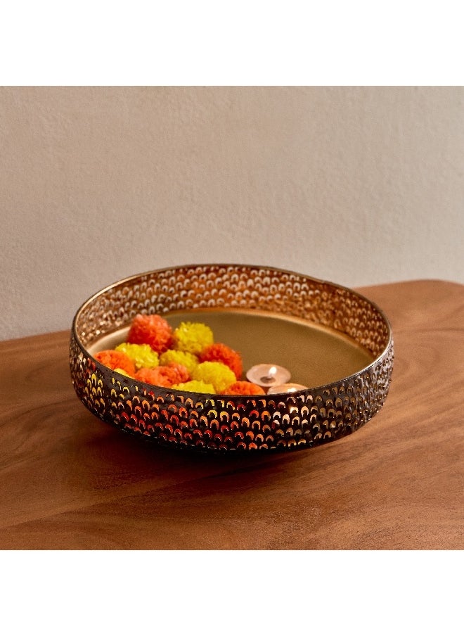 Corlie Metal Peacock Cutwork Bowl 23 x 23 x 6 cm