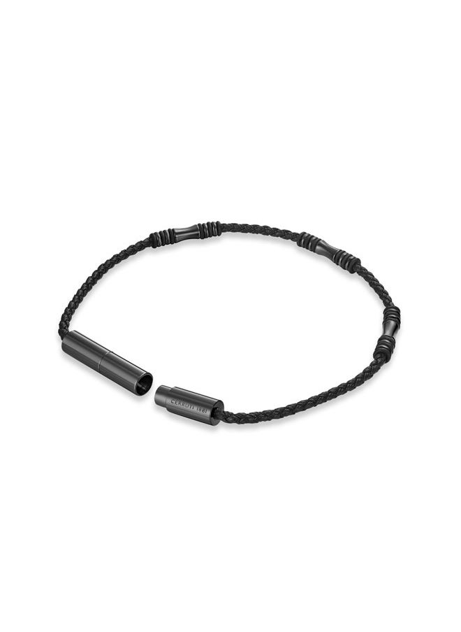 Angelo Grey and Black Leather Bracelet