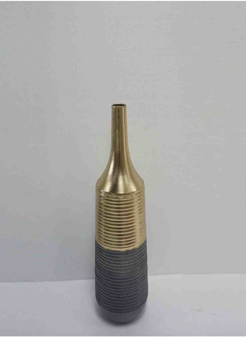 DECORHILLS High Decorative Black and Gold Metal Floor Vase | Elegant Home Décor Vase | Vase for Home Decoration