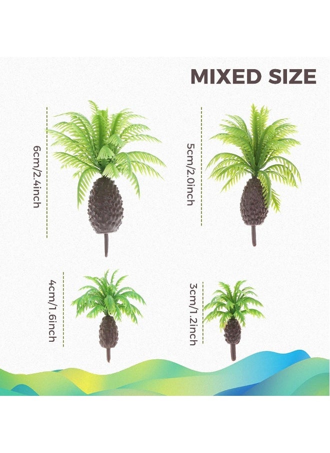 20Pcs Miniature Coconut Palm Model Trees: Green Plastic Diorama Supplies for DIY Crafts, Cake Toppers, Building Models, and Train Villages