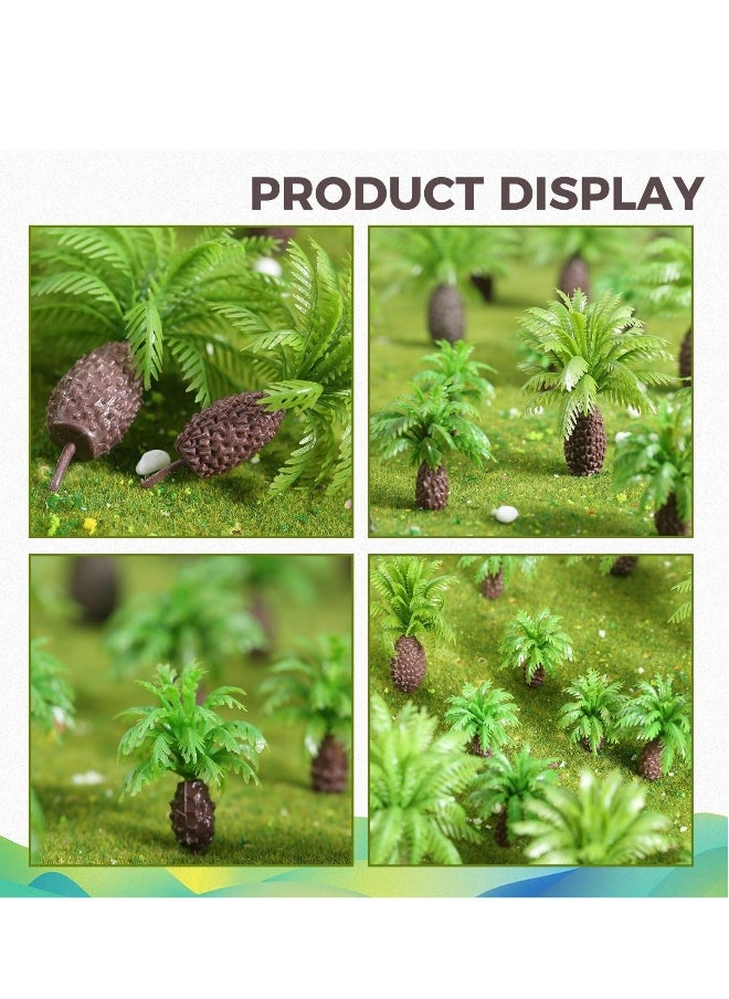 20Pcs Miniature Coconut Palm Model Trees: Green Plastic Diorama Supplies for DIY Crafts, Cake Toppers, Building Models, and Train Villages