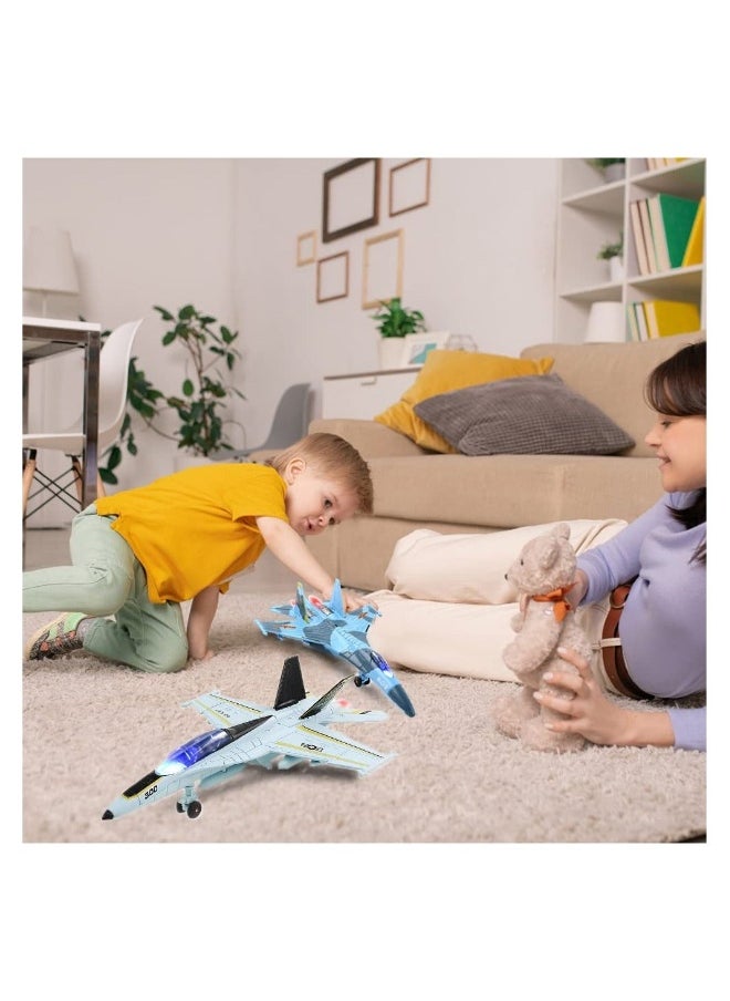 2 Pack Airplane Toy for Boys Diecast Toys Kids SU35 F18 Model Plane Pull Back Jets with Light Sound Gifts Collection Decor