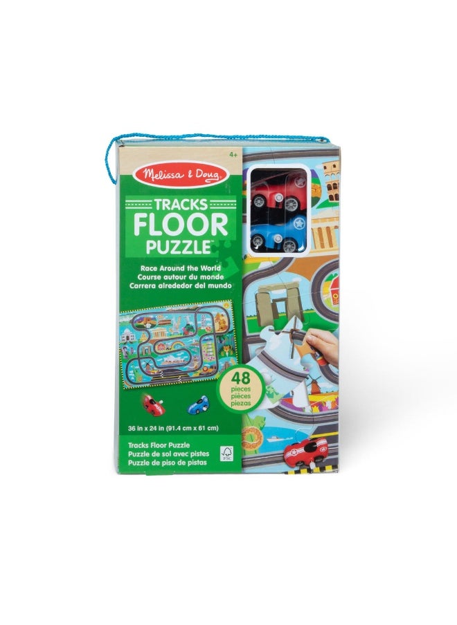Melissa & Doug Race Around The World Tracks Floor Puzzle (48 Pieces)