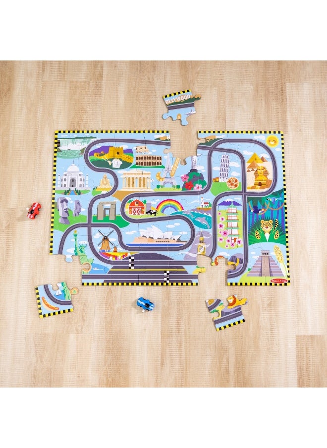 Melissa & Doug Race Around The World Tracks Floor Puzzle (48 Pieces)